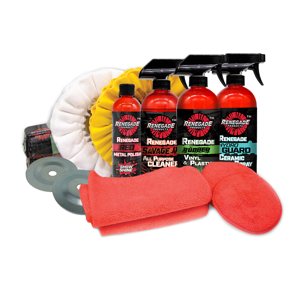 Renegade Products Stainless Polishing Mini Kit Complete with Buffing  Wheels, Buffing Compounds, Microfibers & Rebel Red Liquid Hand Polish