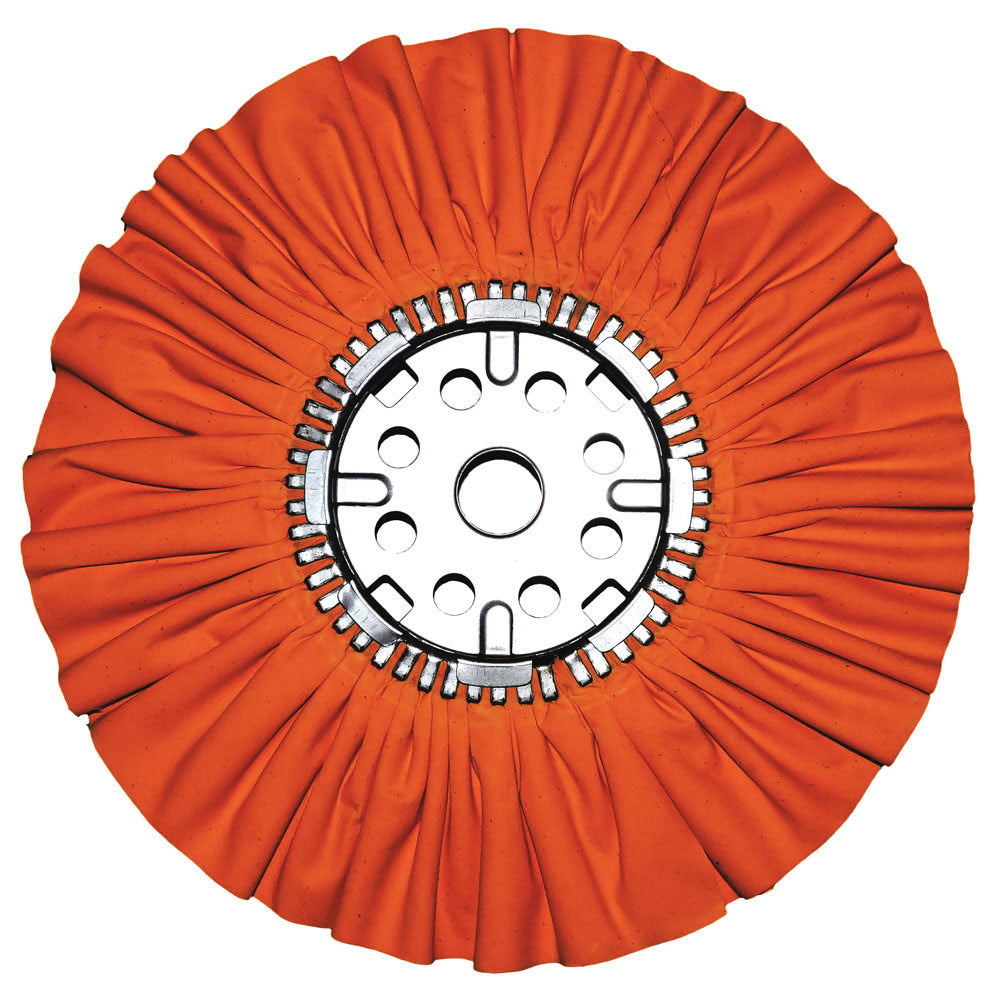 Large Buffing Wheels – Orange Display, Durable Buffing Wheels for Heavy-Duty Metal Polishing, Ideal for Aggressive Cutting and Surface Preparation, Designed for Professional-Grade Finishing of Metal Surfaces.