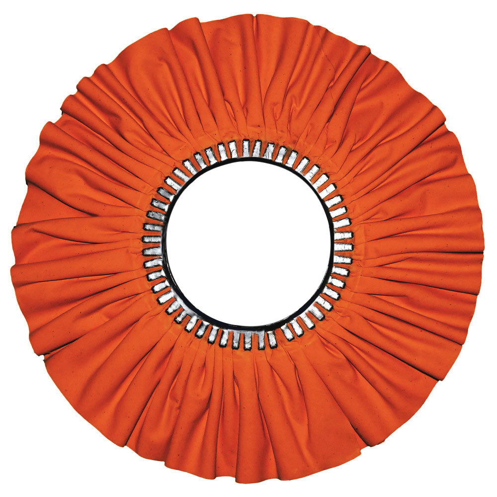 Large Buffing Wheels – Orange No Center Plate Display, Durable and Heavy-Duty Buffing Wheels for Metal Polishing, Designed for Aggressive Cutting and Surface Preparation Without Center Plate, Ideal for Professional Metal Finishing.