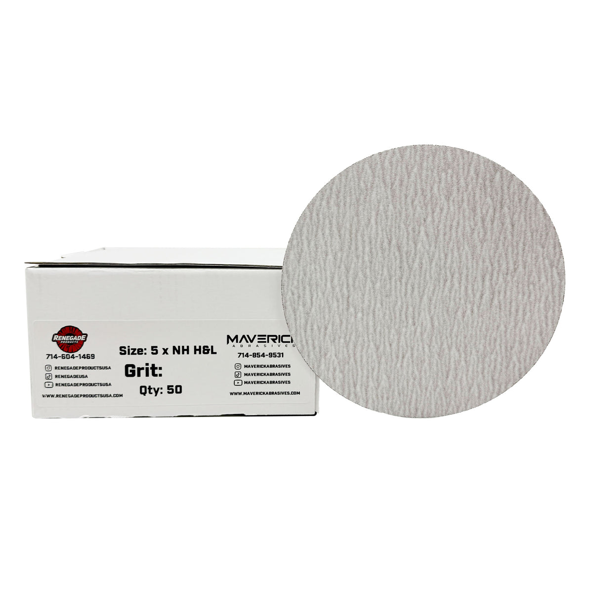 5&quot; and 6&quot; White/Gold Hook &amp; Loop Aluminum Oxide Sanding Disks | Pack of 50